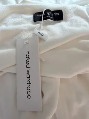 Naked Wardrobe Clean Girl Sculpting White Long Sleeve Bodycon Maxi Dress Med NWT thumbnail 3