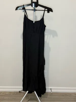 Volcom Black High-Low Maxi Dress Size Small Tiered Boho Adjustable Straps thumbnail 2