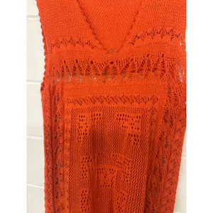 Free People FP Beach Sz L Orange Emma Fauxchet Knit Sleeveless Boho Midi Dress thumbnail 7