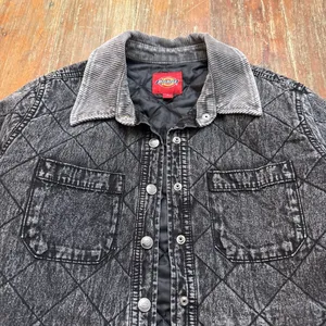 Dickies Quilted Jean Jacket Black Gray Acid Wash Small thumbnail 2
