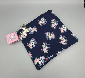 Puppie Love Zipper Pouch Navy with Tie Dye Dogs Makeup Travel Purse Insert Bag thumbnail 1