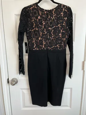 Lulu's Black Lace Long-Sleeve Bodycon Dress Sz L New Cocktail Party Dress thumbnail 10