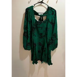 Anthropologie Band of Free NWT Women Medium Green Black Floral Mini Dress Fall thumbnail 2
