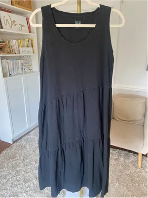 Gap Tiered Maxi Cottagecore Boho Lagenlook Sleeveless Artsy Relaxed Flowy Grunge thumbnail 2