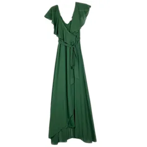 Baltic Born Katya Ruffle Maxi Dress Size Small Evergreen Chiffon thumbnail 5