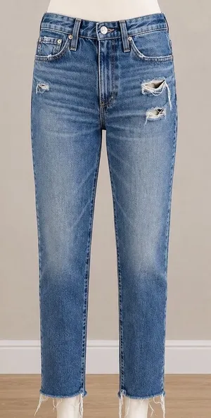 AG‎ Adriano Goldschmied The Phoebe High Rise Distressed Straight Leg Jeans 25R thumbnail 1