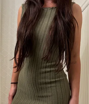 Bodycon Ribbed Dress Green thumbnail 3