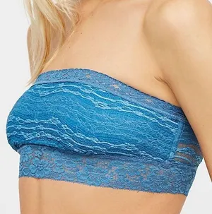 Free People NWT Scalloped Lace Bandeau in Ocean Size Small thumbnail 1