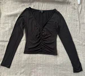 Lulus Black Long Sleeved Ruched Top thumbnail 2