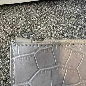 Zara Women’s Gray Croc‎ Like Texture Wallet With Silver Chain thumbnail 10