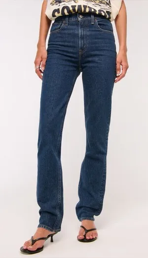 NWT Abercrombie & Fitch Ultra High Rise Ankle Straight Jeans Blue Size 36/22 thumbnail 1