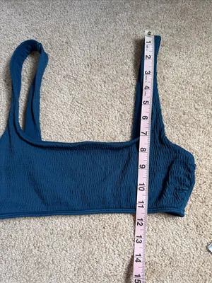 Aerie Peacock Teal Blue Textured Square Scoop Neck Bikini Top. Size Medium thumbnail 7