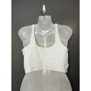 Nike Dri-FIT Sports Bra Womens Large White Diamond Knit Racerback Stretch thumbnail 4