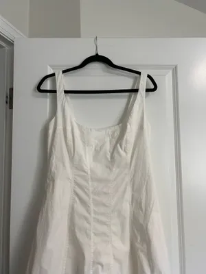 New Showpo Kristi Midi Dress Scoop Neck Fit And Flare Dress In Off White Size M thumbnail 7