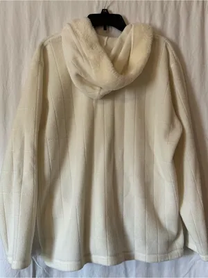 Fashion Bug Cream Fleece Zip-Up Hooded Jacket – XL thumbnail 3