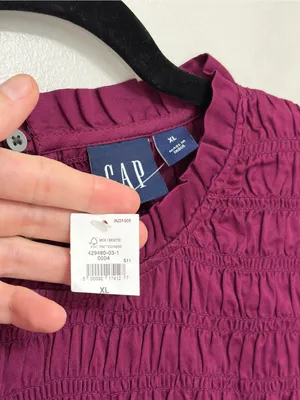 NEW GAP Smocked Ruffle Sleeve Mini Dress in Huckleberry - Size XL thumbnail 6