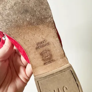 Stuart Weitzman Slidealong Tassel Pointed Toe Mule in Red Suede Women's 6 thumbnail 8