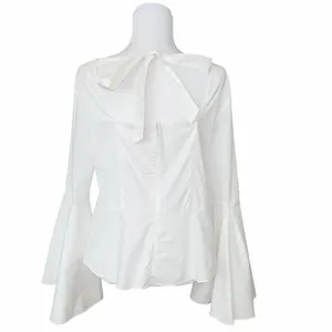 Nanette Lepore White Bell Sleeve Blouse – Size Large – Back Tie Top thumbnail 5