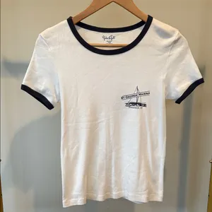 BRANDY MELVILLE / JOHN HALT white/navy Ringer tee Greenwich, CT thumbnail 1