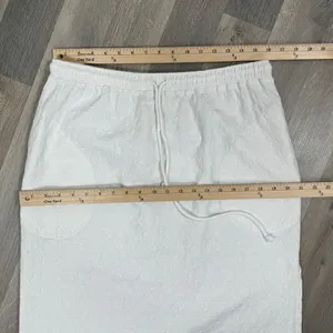Free People Textured Cotton Side Slit Maxi Skirt White Large Pockets Drawstring‎ thumbnail 12