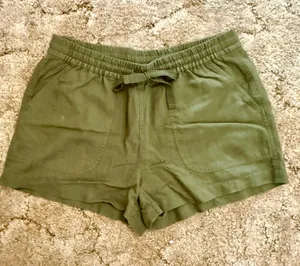 J.Crew Seaside Linen Blend Pull On Shorts Olive Green Size Small thumbnail 1