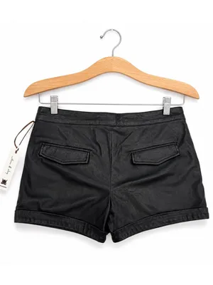 Willow & Clay Black High-Waist Faux Leather Shorts thumbnail 3