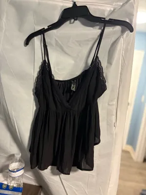 FOREVER 21 Black Lace Trim V-Neck Spaghetti Strap Camisole Tank Sleeveless M thumbnail 7
