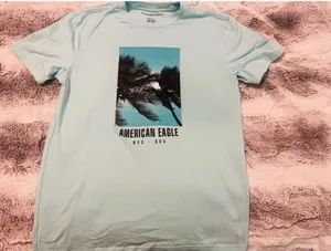 Aeropostale Teal Palm Tree Graphic Tshirt  thumbnail 1