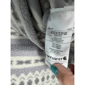 Carhartt 0J4991 Relaxed Fit Fleece Grey Aztec Quarter Snap Pullover Large 10-12 thumbnail 8