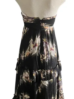 Lulus Black Floral Strapless Tiered Maxi Dress Fits Like a XS (no size tag) NWOT thumbnail 7