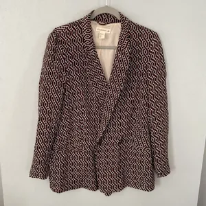 GP & J Baker x H&M Womens Blazer Burgundy Geometric Link Print Size 6 thumbnail 2