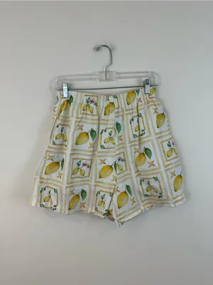 Petal + Pup Yellow Lemon Print Cotton Elastic Waist Shorts Size Medium thumbnail 5