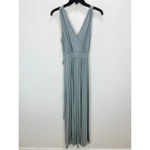 Lulus Surplice Stretch Jersey Knit Maxi Dress Side Slit Dusty Mint Medium NWT thumbnail 7