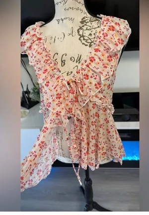 NWT Free People Fearless Floral Ruffle Tank Top Size S 🌸 thumbnail 6