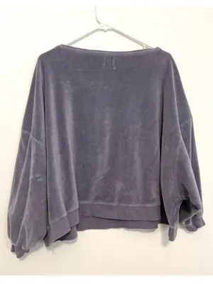OUT FROM UNDER URBAN OUTFITTERS Vica Boat Neck Sweatshirt Periwinkle Velour Boxy thumbnail 14