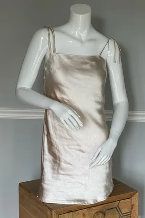 Princess Polly Slip Dress Tie Straps Cream Shampagne US2 thumbnail 1
