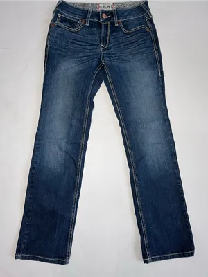 Ariat R.E.A.L. Mid Rise Straight Leg Jeans Blue 28S 28 Short 10023501 thumbnail 1