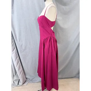 Abercrombie & Fitch Berry Dipped Waist Midi Dress Open Cutout Back M thumbnail 6