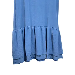Beeson River Maxi Dress NWT Women's Large Lagenlook Ruffle‎ Drop Waist Blue thumbnail 3