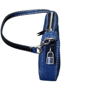 NWT Marc Jacobs Mini Drifter Denim Baguette Convertible Shoulder Bag Blue Y2K thumbnail 6