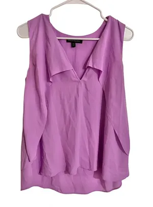 Banana Republic Women XS Pastel Lilac Flowy Sleeveless Blouse Minimalist Office thumbnail 1