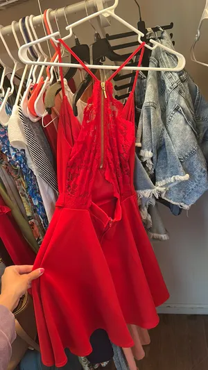 Red Dress with Keyhole Back Size 3/4 thumbnail 3