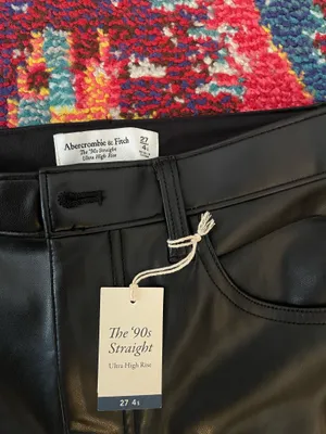 Abercrombie Leather Pants Vegan 90s Straight Ultra High-Rise thumbnail 2