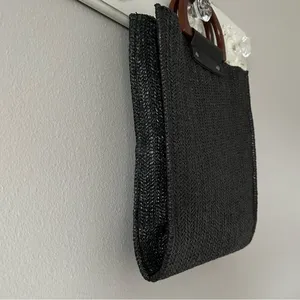 MW Most Wanted Black Straw Bag with Attachable Crossbody Strap thumbnail 3