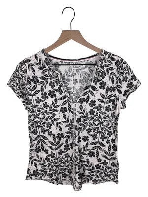 Anthropologie Press Relief Pilcro Spliced-Neck Tee Size Small Black White Floral thumbnail 14