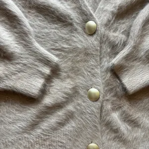 Princess Polly Fuzzy Wool Blend Cardigan Tan Beige Gold Button Sweater XS/S thumbnail 3