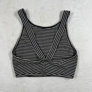 Brandy Melville Womens Striped‎ Cropped Tank Top Black White Scoop Neck XS thumbnail 7