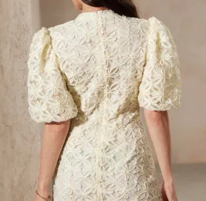 Floral Beige Formal Dress White Size XS thumbnail 2