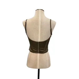 White Fox Olive Green Satin Corset Bustier Cami Top Adjustable Strap‎ Size XS thumbnail 5