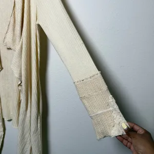 Aratta Silent Journey Women Cardigan Small Cream Lace Waffle Waterfall Boho thumbnail 3